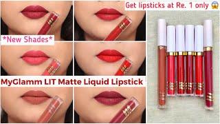 MyGlamm LIT Liquid Matte Lipstick Swatches & Review || Get *Free* Lipstick