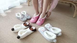 Animal Slipper Socks with Grippers | Fluffy Socks for Women | Cozy Warm House Slippers for Ladies
