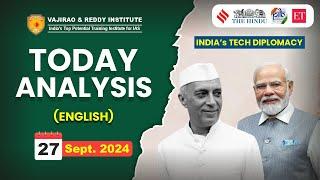 27 September 2024 Current Affairs Today Analysis in English by Vajirao & Reddy IAS Institute