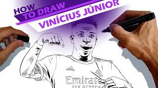 Vinícius Júnior, football/soccer player from Real Madrid-  How to draw