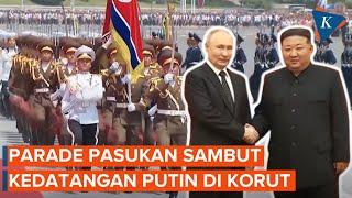 Parade Pasukan Unjuk Gigi di Hadapan Kim Jong Un dan Putin