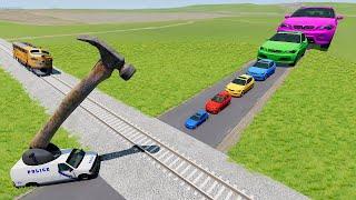 Cars vs Giant Hammer Van with Portal Trap - BeamNG.Drive #15