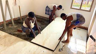 WoW Excellent! Italian Marble Flooring-How to install Itali Marble On Bedroom Floor-Sand and cement