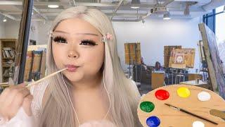 ASMR dumb b̶t̶c̶h̶ girl eats your paint in art class (realistic) *NOT REAL PAINT* ‍