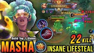 22 Kills!! OP Masha with The New HAAS CLAW (INSANE LIFESTEAL) - Build Top 1 Global Masha ~ MLBB