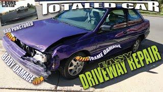 Front End Collision Repair Frame Straightening AT HOME Wrecked Accident