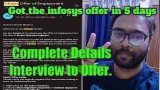 Got the infosys offer in 5 days | complete interview process of infosys | information step by step