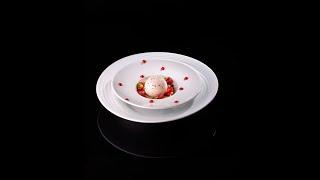 Raspberry plated dessert by Davide Malizia