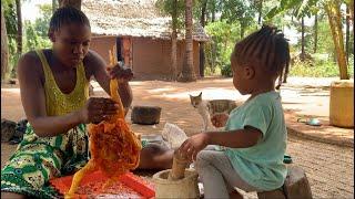 African Village Life Of Our Organic Mom #cooking Delicious Organic Berbecue Chicken For Dinner