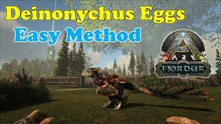 EASY Way to Steal Deinonychus Eggs on Fjordur ARK | Feathered Raptor How To