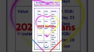 Jio Number 2 Recharge Plans | Latest Affordable Plans for 2025!#JioRechargePlans #AffordableJioPlans