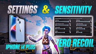 Sensitivity & Settings  | iPhone 14 Plus BGMI | Zero Recoil | Three Finger + Gyroscope