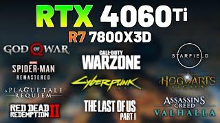 NVIDIA RTX 4060 Ti + RYZEN 7 7800X3D - Test in 10 Games