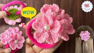 Wonderful ‼️Crochet Cherry Blossom Hair Tie / Crochet Sakura Flower