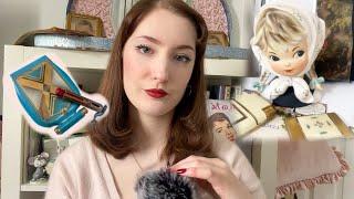 ASMR ~ haul of my recent vintage finds ~ mic brushing and whispers for relaxation 🪻