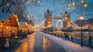 Smooth Piano Jazz in Snowy Winter : Relaxing Holiday Nights by Tower Bridge and Festive Market Charm