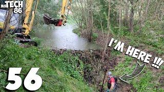 Removing A Great Beaver Dam During A Storm - Two Beaver Dams Removal With Excavator No.56