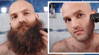 Shaving off a long beard