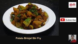 Potato Brinjal  Poriyal – Potato Brinjal stir-fry - Potato eggplant stir fry