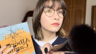 ASMR Reading a book in Portuguese  | rain and thunder sounds + random triggers