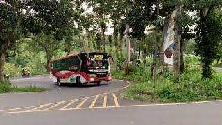 Bus nekat ngeblong jalur di tikungan Lahor awas