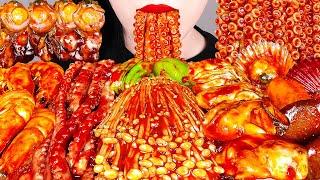 ASMR MUKBANG| Spicy FLEX Seafood Boil Octopus, Oyster, Enoki Mushroom Cooking & Eating Korean 먹방