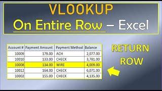 VLookup to Return an Entire Row