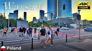 Warsaw Walking Tour / Evening walk in the bustling center of Warsaw / Poland  / 4K HDR