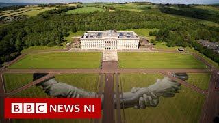 Graffiti artist's giant creation on Stormont lawn - BBC News NI