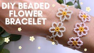 Flower Bracelet Tutorial, DIY Beaded Bracelet, Seed Bead tutorial 