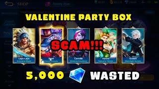 WASTED 5,000 DIAMOND IN THE VALENTINE PARTY BOX EVENT! - Mobile Legends Bang Bang