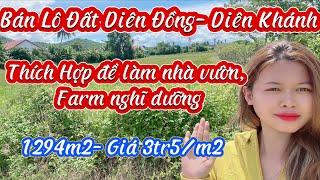 Bán Lô Đất 2 Mặt Tiền Diên Đồng- Diên Khánh| Dt: 1294m2- Giá 3tr5/m2