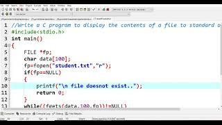 27.C Program to read the content of file and display the content | C Programming LAB | PPS LAB