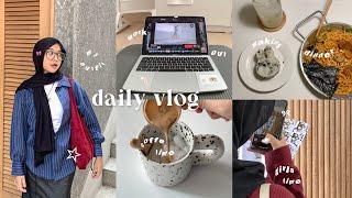 Daily vlog : productive day! , cleaning, unboxing, making food , cute cafe , work out , carbonara