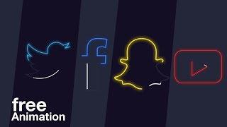 Neon social media icons Free Animation - Adobe After Effects