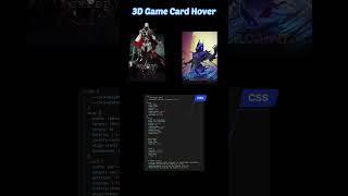 CSS 3d Game Card Hover Effect || CSS Amazing Modern Card for game website #shorts