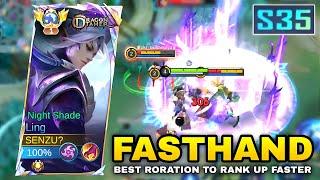 LING FASTHAND SOLO RANK NEW SEASON 35 - BEST ROTATION TO RANK UP FASTER - Ling Mobile Legends