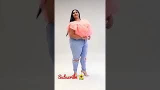 plus size beauty woman ️  in pink stretch Top. looking very beautiful.new curvy cloth collection.