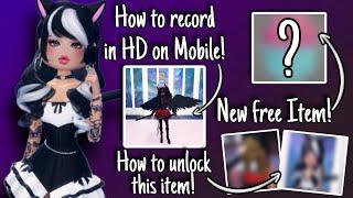 EASY FREE ITEMS IN DRESS TO IMPRESS  | HOW TO RECORD IN HD ON MOBILE AND MORE!  | DTI Roblox 