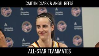 Caitlin Clark Cracks Kelsey Mitchell Up During Angel Reese Question #caitlinclark