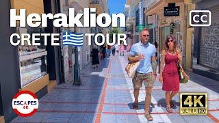 Heraklion Town  Crete   : Morning Walking Tour (With Captions) ▶ 4K  60fps | 101 min