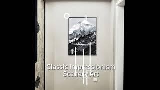 Hernest Snow Peak Grayscale Canvas Painting Art