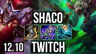 SHACO vs TWITCH (JNG) | 3.9M mastery, 4/0/5, 1300+ games, Rank 14 Shaco | EUW Master | 12.10