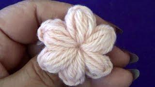 Цветочек из пышных столбиков с закрепом - Flower of Puff Stitch with Fasten