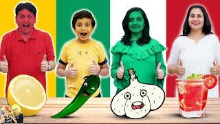 1 COLOUR FOOD EATING Challenge | Red Green White Yellow food | Family Challenge | Aayu and Pihu Show
