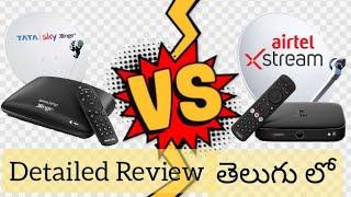 Prices and Deep Comparision Between Airtel Xstream Smart Box and Tata Sky Binge + ll Telugu