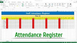 How to Create Attendance Register in Excel | Attendance Sheet in Excel