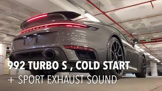 Porsche 911 (992) Turbo S cold start , sport exhaust sound