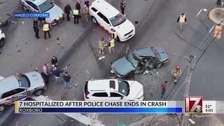 7 sent to the hospital after police chase ends in crash in Roxboro