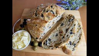 Olive Bread Recipe | No-Knead Mediterranean Olive Bread